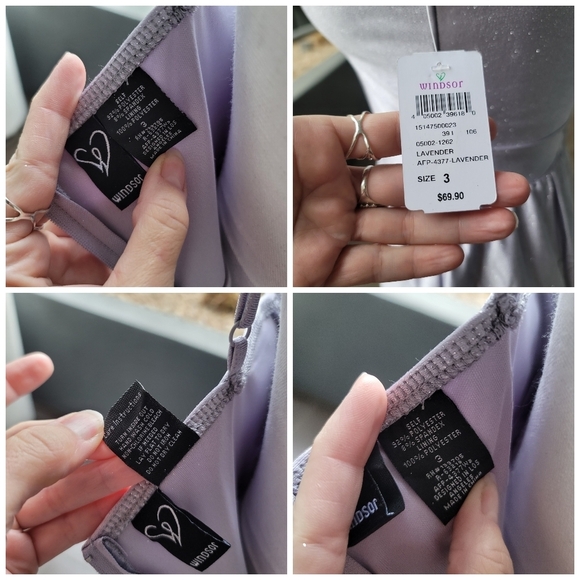 Glitter Lavender Satin Gown ✦ A‑Line High Slit Formal Prom Dress Pocket Sz 3 NWT - Picture 14 of 16